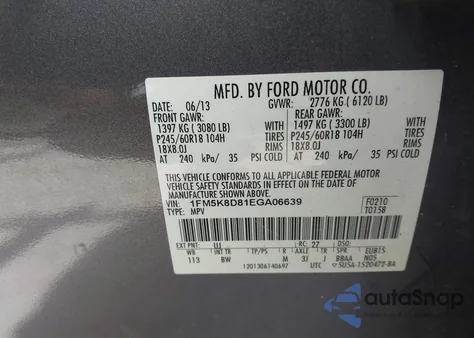 2014 Ford Explorer Xlt from USA, damaged, VIN 1FM5K8D81EGA06639